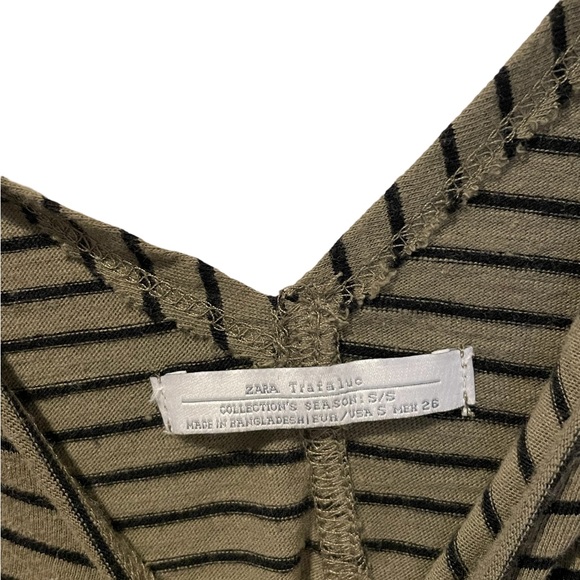 Zara Olive Green Striped Tank Top Size S - Picture 7 of 7